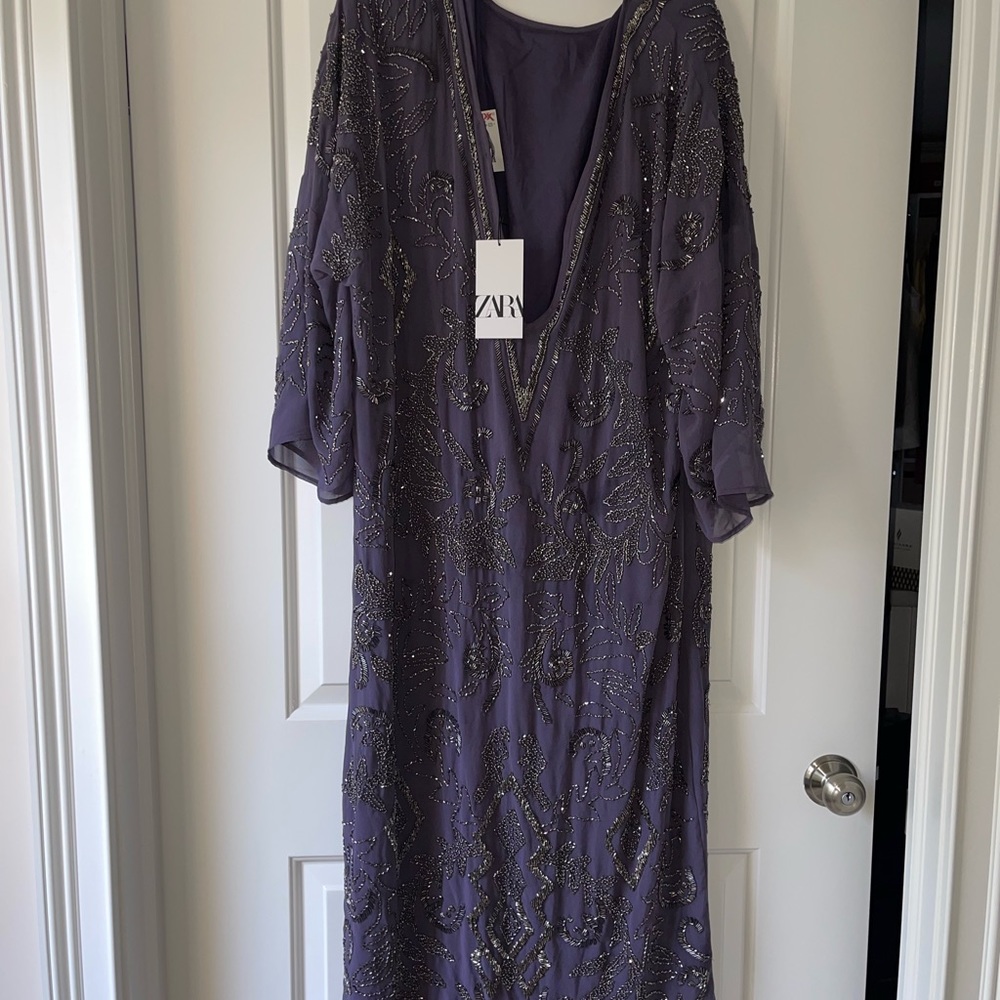 Zara beaded long dress new with tag - Picture 5 of 10